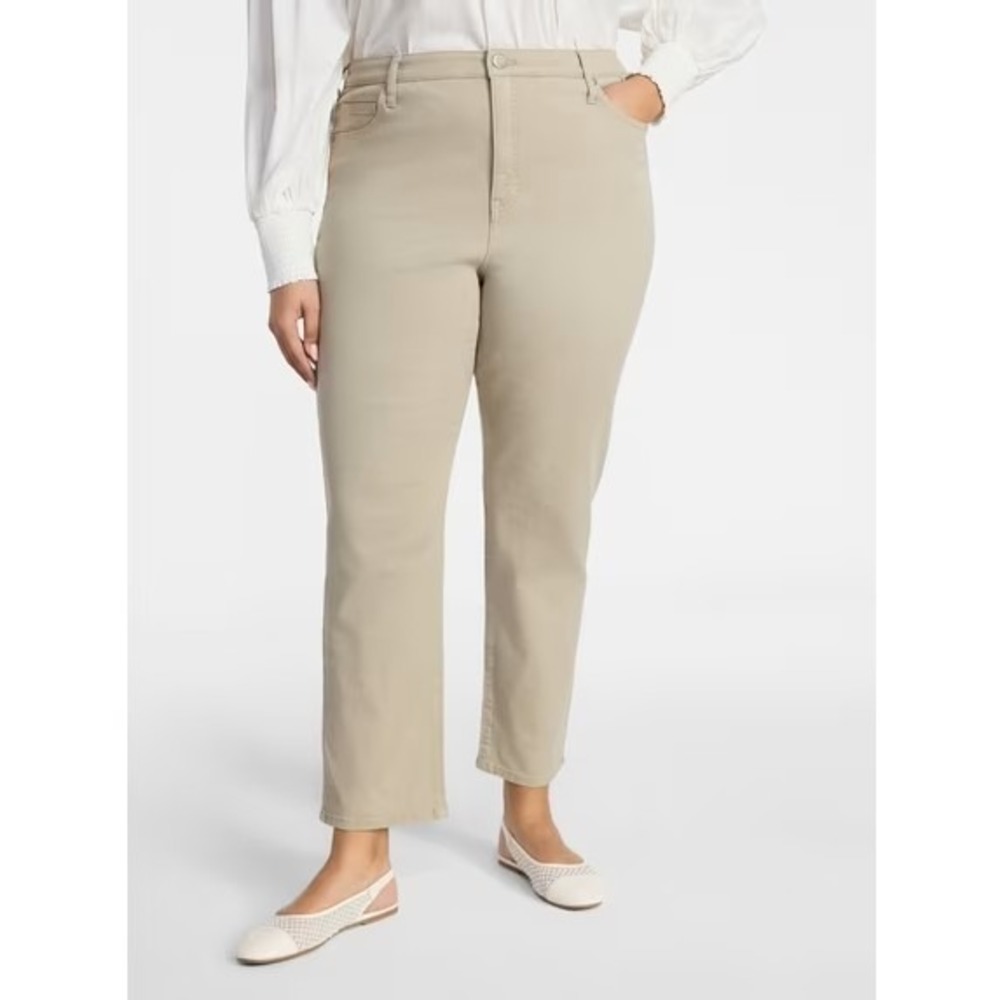 TERRA & SKY High Rise Straight Leg Jeans Sz 22W Quinn Khaki Beige Tan Denim NWT - Picture 2 of 13